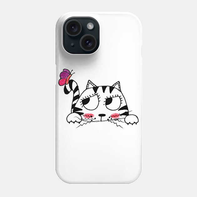 Yuna Cat | The Enchanting Butterfly Observer Phone Case by MiracelArt