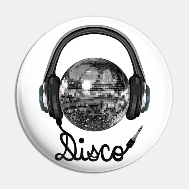 Silver Disco Ball with Headphone Jack Pin by Art by Deborah Camp