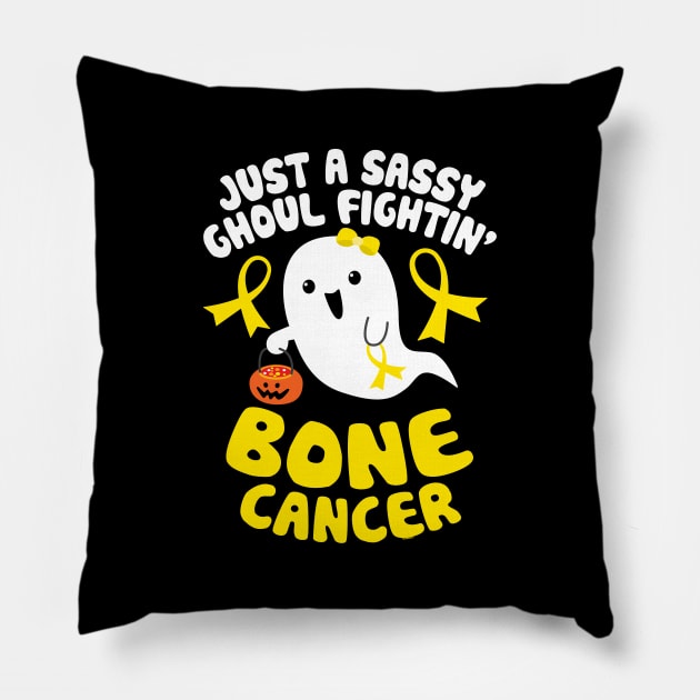 Sassy Ghoul Fighting Bone Cancer Halloween Cute Ghost Pillow by jomadado