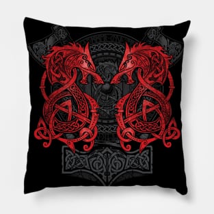 Fighting Fenrir Red Pillow