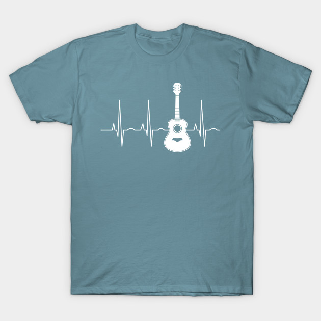 Discover Acoustic Guitar Heartbeat Shirt - Guitar Musician T-Shirt - Guitar Heartbeat Pulse Musical Theme - T-Shirt