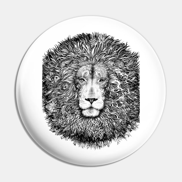 Majestic lion - black and white Pin by Saraknid