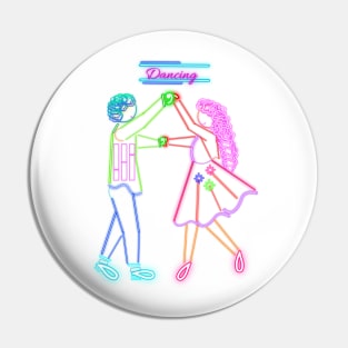 Neon Dancing Couple Pin