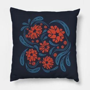 Folk flowers floral art print Flowers abstract art Pillow