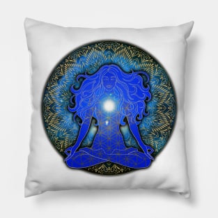 Soul Awakening Blue Mandala Pillow
