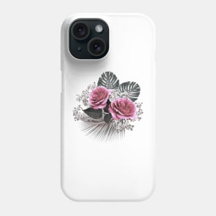 Pink Flowers Tropical Leaves Phone Case