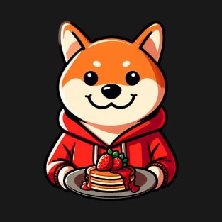 Shiba Inu Strawberry Pancakes Selfie Time T-Shirt