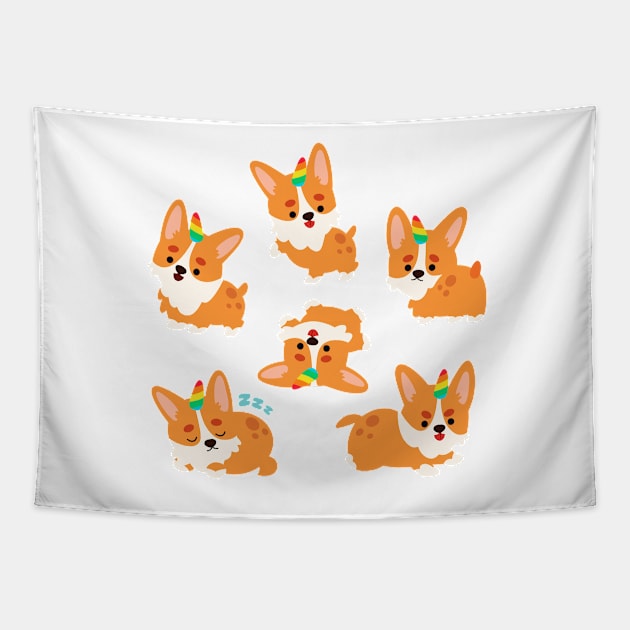 Corgi Puppies Tapestry by edwardecho