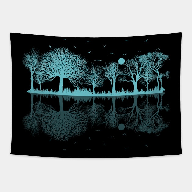 Nature Forest Trees Wildlife Reflection Outdoor Forest Tapestry by Msafi