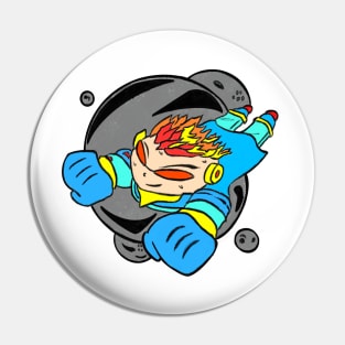 Cartoon boy flying the galaxy Pin