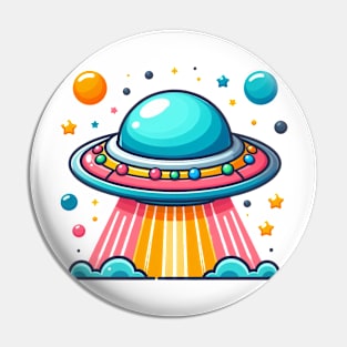 cute colorful flying saucer ufo Pin