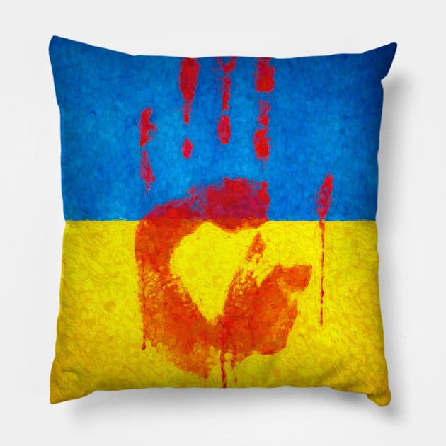 Ukraine - Bloody Hand Pillow by Voodoo Production