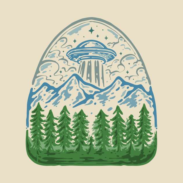 Alien Landing by Mint Tees