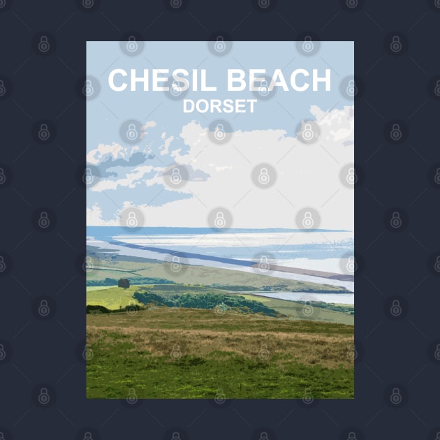 Chesil Beach Dorset England. Summer seaside landscape by BarbaraGlebska