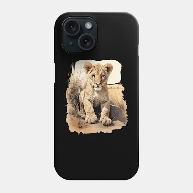 Cute Lion Cub On The Savanna Portrait Design Phone Case by TF Brands