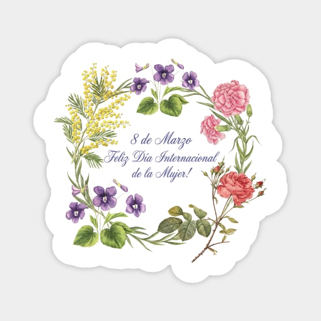 Floral Wreath International Women's Day Celebrate Magnet by Art2Wear