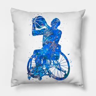 Wheelchair basketball blue art Pillow