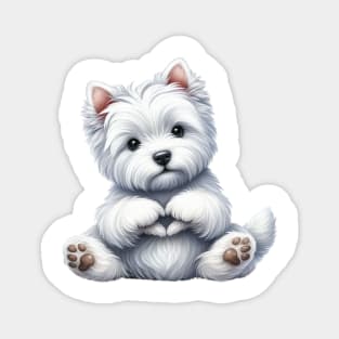 Valentine West Highland White Terrier Dog Giving Heart Hand Sign Magnet