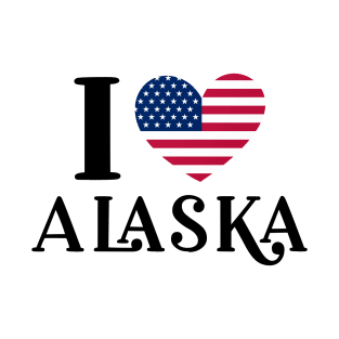 I Love Alaska State United States Heart Flag T-Shirt