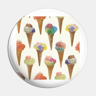 Gelato ice cream vanilla watercolor painted pattern Pin