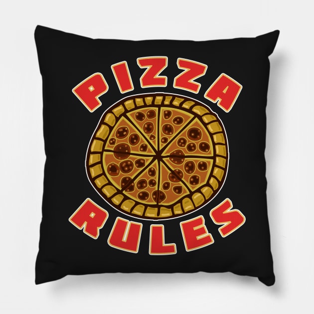 Pizza Rules Pillow by headrubble