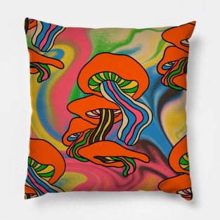 Trippy Mushroom Pattern Pillow