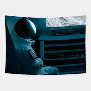 Astronaut watching TV Tapestry