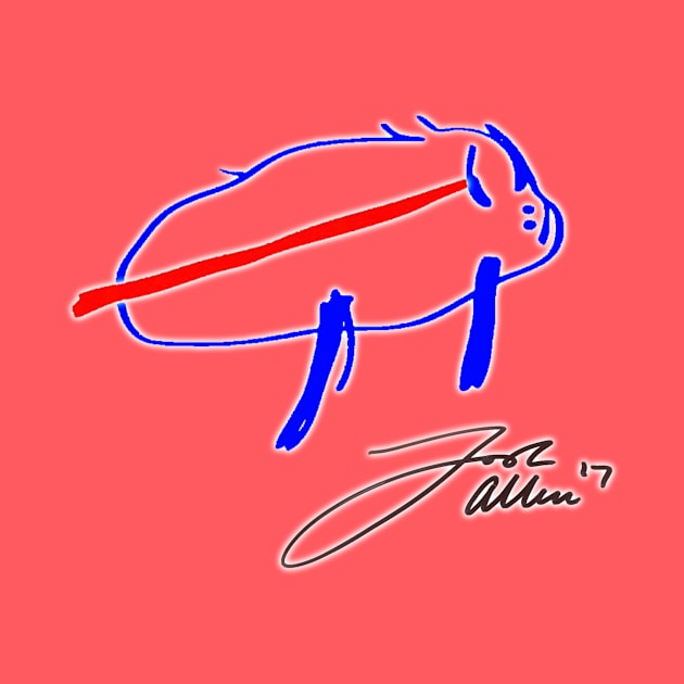 Josh Allen Drawing Bills Logo + Signature by Sports and Business Merch Store