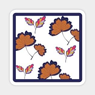 leaf pattern, blue and browns Magnet