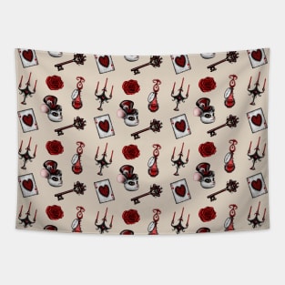 Mad Hatter Red Pattern Tapestry