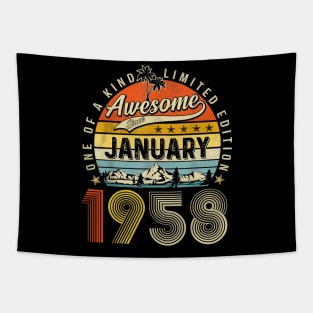 Awesome Since January 1958 Vintage 65th Birthday Tapestry