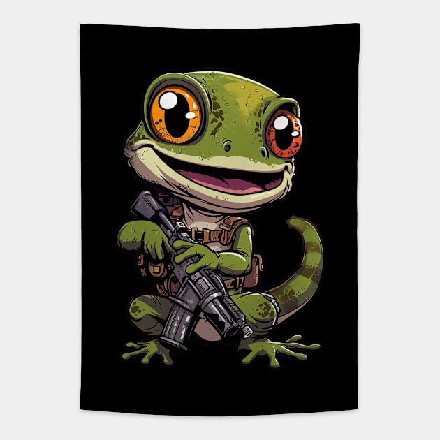 Army Gecko Tapestry by Ndeprok