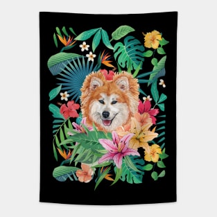 Tropical Long Haired Red Akita Tapestry