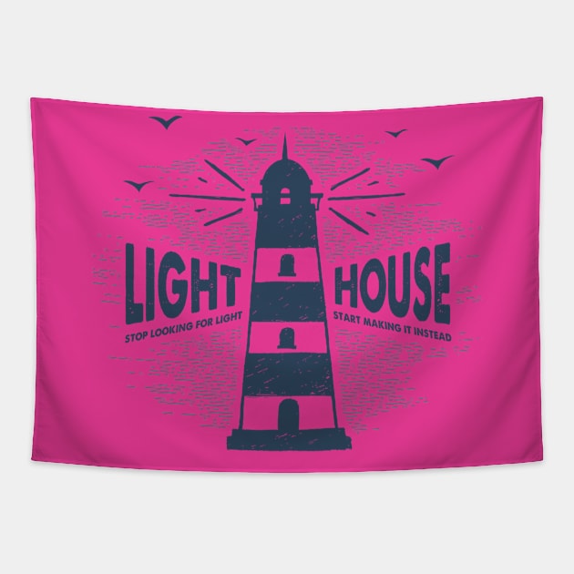 Nautical lettering:light house Tapestry by GreekTavern