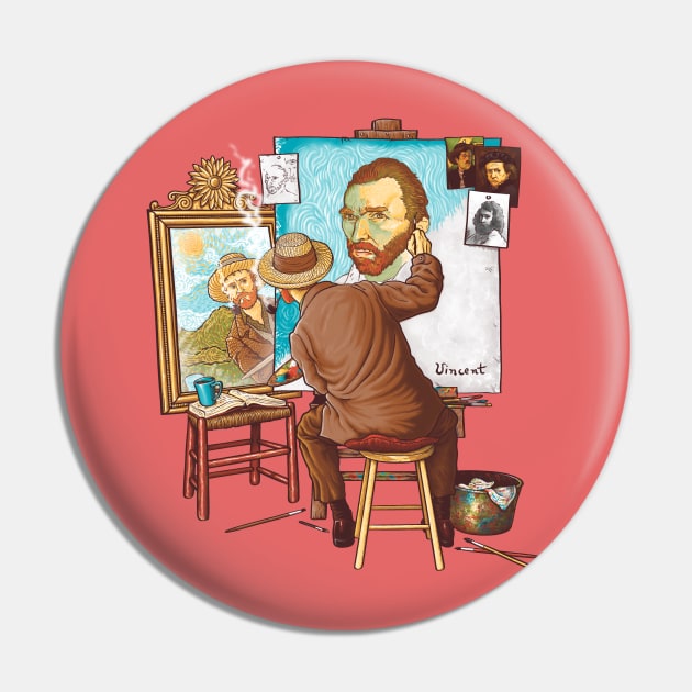 Van Gogh Triple Self Portrait Pin by TonyCenteno