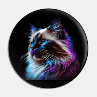 Neon Ragdoll Cat Pin