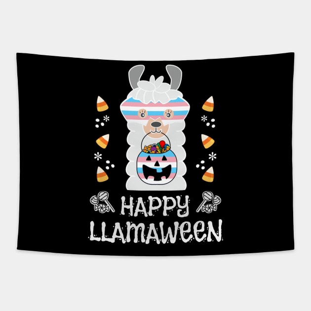 LGBTQ Fall Halloween Transgender Pride Cute Llama Happy Llamaween Tapestry by egcreations