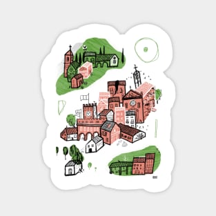 Italian town Illustration for Shirts and Wall Decor Magnet