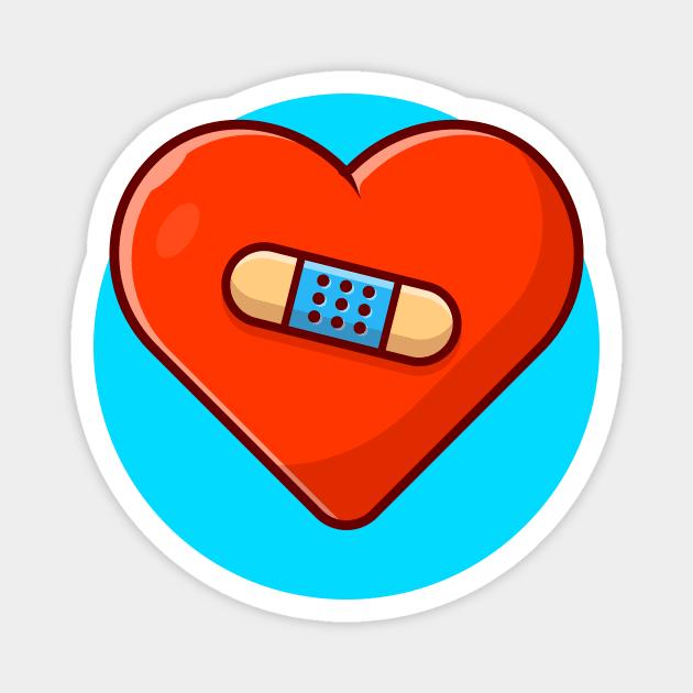 Broken Heart With Injury Tape Plaster Cartoon Vector Icon Illustration (3) Magnet by Catalyst Labs