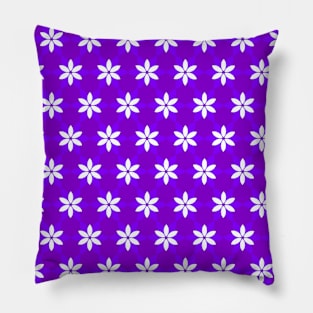 White flowers on purple background pattern, version 3 Pillow