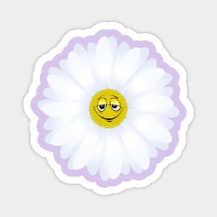 White Smiley Flower Magnet