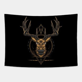 Deer logo illustration with ornament frame Tapestry