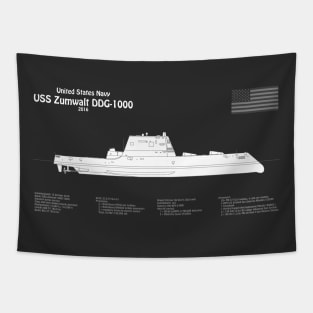 USS Zumwalt DDG-1000 Destroyer ship plans - PBDpng Tapestry