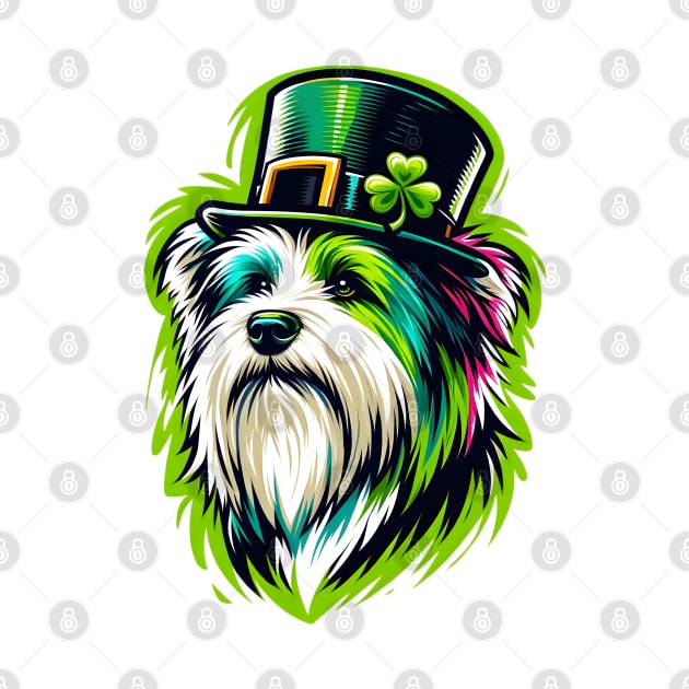 Tibetan Terrier in Leprechaun Hat: St Patrick's Day Art by ArtRUs