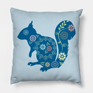 Squirrel Flowers Scandinavian Pillow