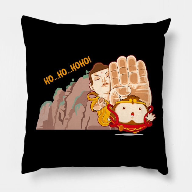 Little Monkey King ran away Pillow by AlbertoTand