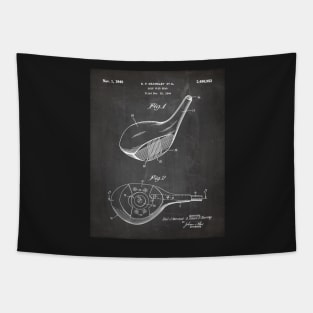 Golfing Driver Patent - Golfer Golf Coach Art - Black Chalkboard Tapestry