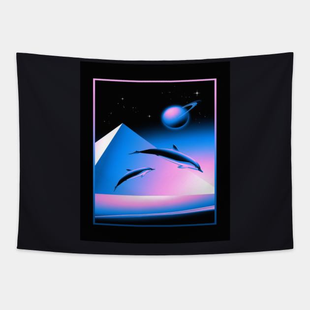 Retro Dolphins Tapestry by joshsmith