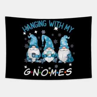 Funny Christmas Gnome Hanging With My Gnomies Family Pajamas Tapestry