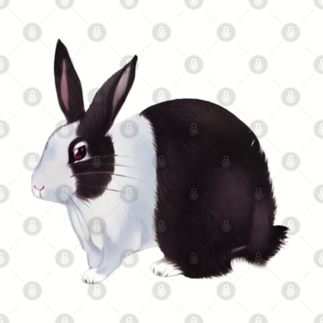 Cute Chubby Black and White Dutch Rabbit by Mochabonk